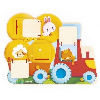 Drewniana tablica szukaj i znajdź Janod - Traktor Farma 12m+
