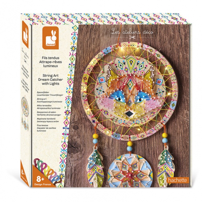 Zestaw kreatywny Przeplatanka 3D String art Janod - Świecący łapacz snów 8+