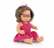 Lalka dziewczynka Miniland My Friends & Me - Europejka DS z okularami 38 cm