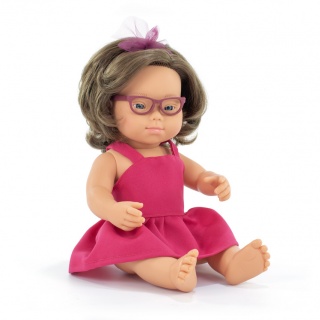Lalka dziewczynka Miniland My Friends & Me - Europejka DS z okularami 38 cm