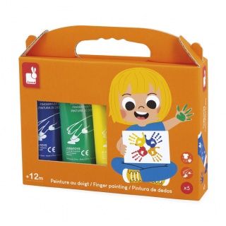 Farbki do malowania rękami 5 kolorów Janod 12m+