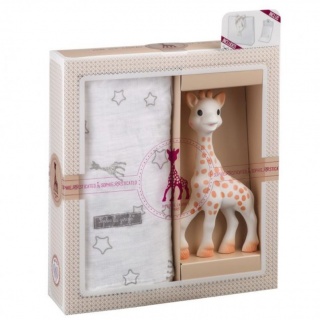 Zestaw upominkowy Żyrafa Sophie la girafe z tetrową pieluszką