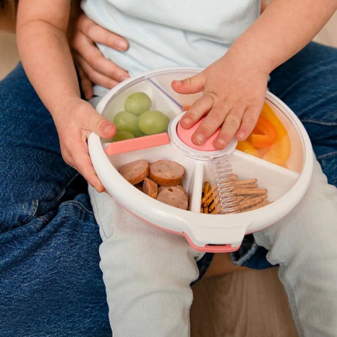 Duży pojemnik na przekąski Snack Spinner Gobe coral pink