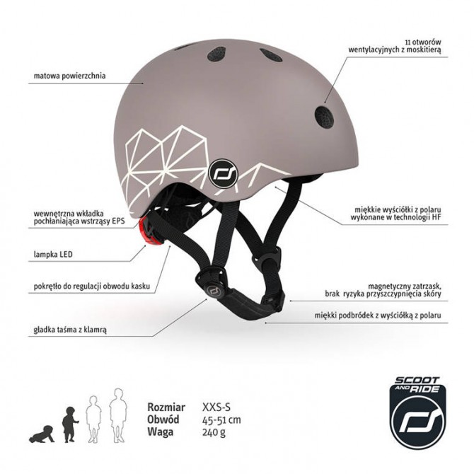 OUTLET Kask dla dzieci SCOOTANDRIDE XXS-S 1-5 lat - Brown Lines