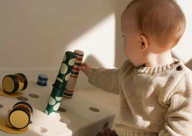 Klocki kreatywne z pianki do budowania MODU piaskowy szary dla niemowlaka