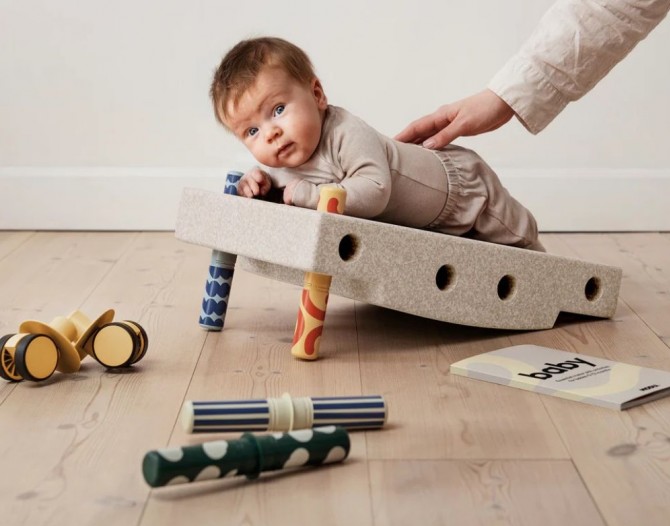 Klocki piankowe dla niemowląt kreatywne MODU w kolorze piaskowo szarym