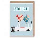 Kartka urodzinowa z kotem Cardie - Sto lat!