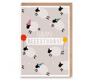 Kartka urodzinowa z owieczkami Cardie - Happy Beerthday!