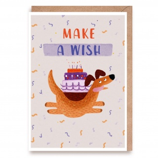 Kartka urodzinowa z pieskiem Cardie - Make a wish