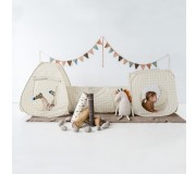 Zestaw namiotów 3w1 dla dzieci z tunelem 3 Sprouts - Gingham Beige