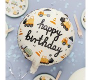 Balon foliowy Party Deco - Pojazdy budowlane Happy Birthday 45 cm