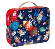 Puzzle w walizce Made in France Janod - Rakieta kosmiczna 54 elementy 5+