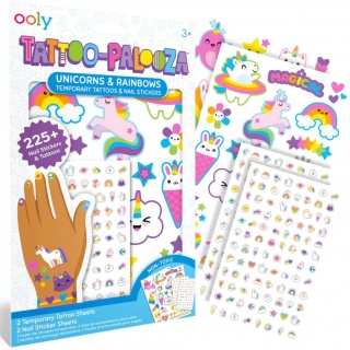 Zmywalne tatuaże i naklejki na paznokcie Ooly - Tęczowe Jednorożce