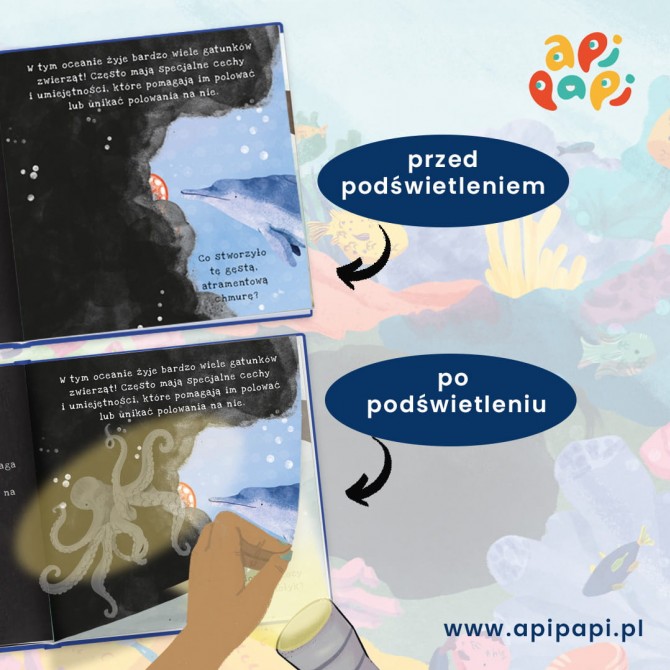 Książka "Oceany. Podświetl i odkryj" Wydawnictwo Api Papi