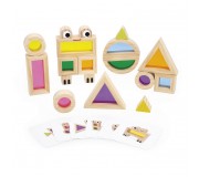 Klocki drewniane przezroczyste kolorowe sensoryczne Janod 12 m+