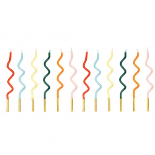 Świeczki urodzinowe Party Deco zakręcone 14 cm - tęcza