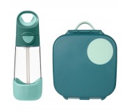 Zestaw butelka tritanowa ze słomką 450 ml + mini lunchbox B.box - Emerald Forest