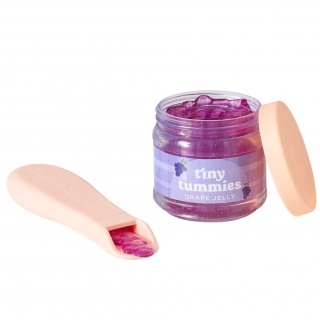 Magiczny słoiczek Tiny Tummies z łyżeczką do karmienia lalek Tiny Harlow - Winogrono