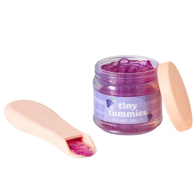 Magiczny słoiczek Tiny Tummies z łyżeczką do karmienia lalek Tiny Harlow - Winogrono