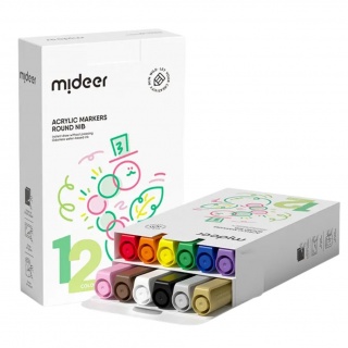 Markery akrylowe z okrągłą końcówką mideer - 12 kolorów