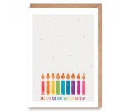 Kartka urodzinowa z kolorowymi świeczkami Cardie - Sto lat