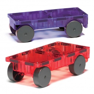 Klocki magnetyczne MAGNA-TILES - Cars 2 el. czerwony i fioletowy