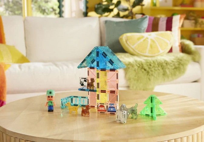 Klocki na magnes do budowania i konstruowania - wielokolorowe Magna-tiles