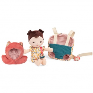 Lalka dzidziuś w nosidełku i z czapeczką Lilliputiens - Jeanne 18 m+