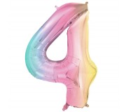 Balon foliowy Party Deco 86 cm - Cyfra 4 pastelowy tęczowy