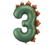 Balon foliowy Party Deco 92 cm - Cyfra 3 dinozaur