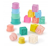 Miękkie kubeczki i klocki sensoryczne 2w1 B. Toys - Stackin’ Squishies 17 el.