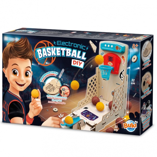 Zestaw konstrukcyjny elektroniczna mini koszykówka DIY z grami Buki