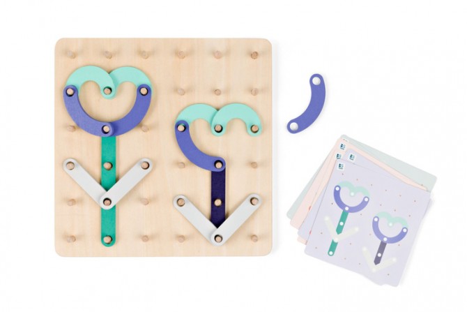 Drewniana tablica manipulacyjna z płytkami BS Toys - Geoplank