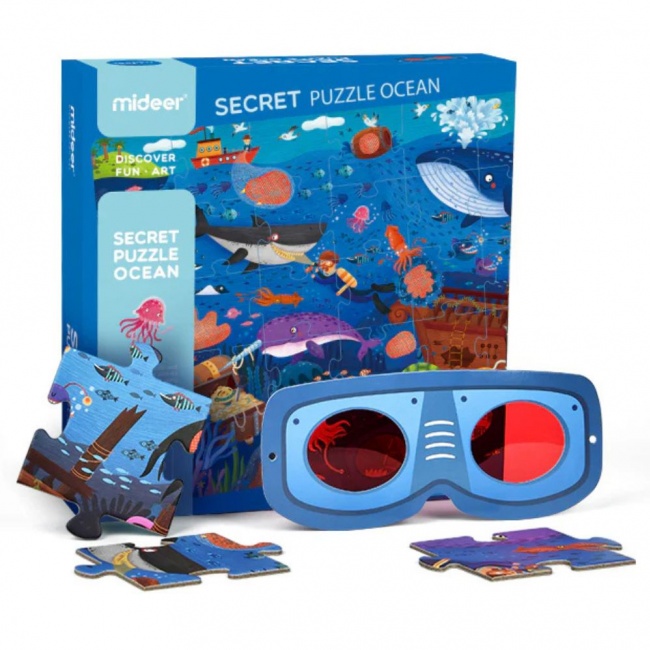 Sekretne puzzle z okularami 3D mideer - Ocean 35 el.