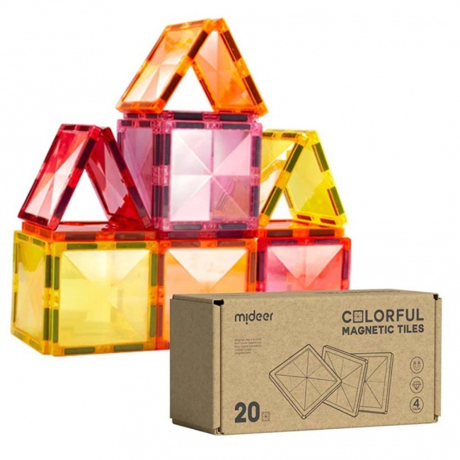 Klocki magnetyczne mideer - Gama ciepła kwadraty 20 el.
