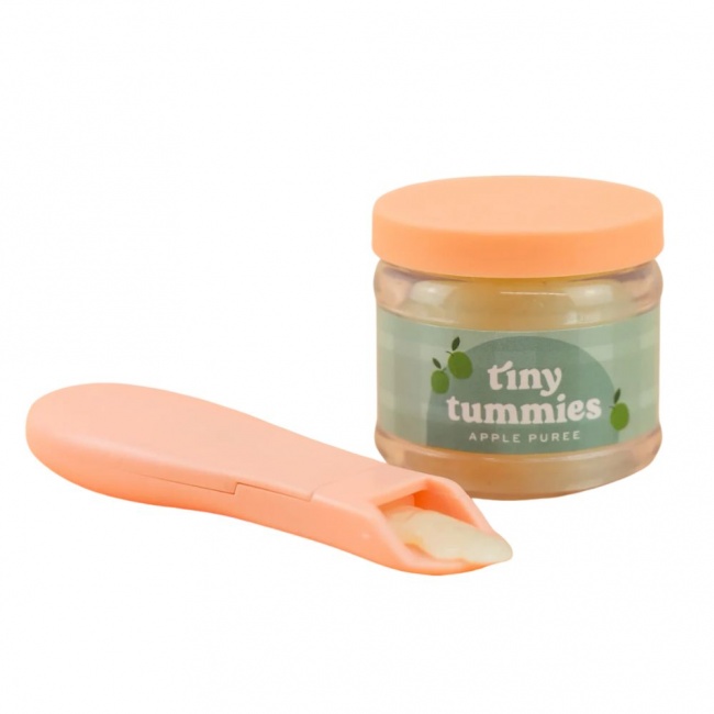 Magiczny słoiczek Tiny Tummies z łyżeczką do karmienia lalek Tiny Harlow - Jabłko