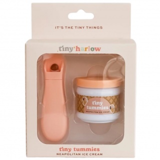 Magiczny słoiczek Tiny Tummies z łyżeczką do karmienia lalek Tiny Harlow - Lody Włoskie
