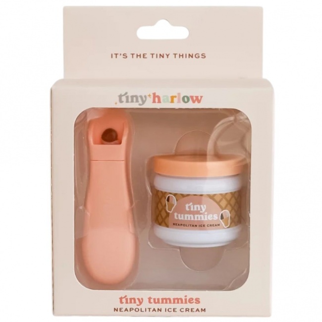 Magiczny słoiczek Tiny Tummies z łyżeczką do karmienia lalek Tiny Harlow - Lody Włoskie