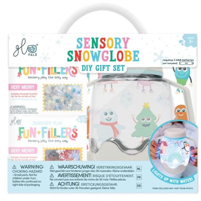 Słoik sensoryczny do napełnienia wodą Glo Pals z akcesoriami - Zima