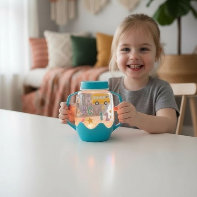 Słoik sensoryczny do napełnienia wodą Glo Pals z akcesoriami - ABC