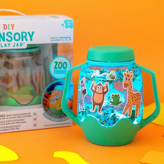 Słoik sensoryczny do napełnienia wodą Glo Pals z akcesoriami - Zoo