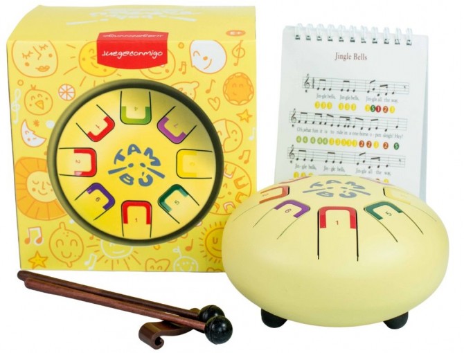 Bębenek dla dzieci relaksujący, językowy Baby Tambu w kolorze żółtym