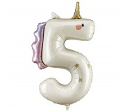 Balon foliowy Party Deco 93 cm - Cyfra 5 jednorożec