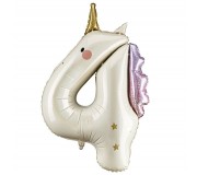 Balon foliowy Party Deco 93 cm - Cyfra 4 jednorożec