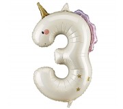 Balon foliowy Party Deco 93 cm - Cyfra 3 jednorożec
