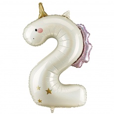 Balon foliowy Party Deco 93 cm - Cyfra 2 jednorożec