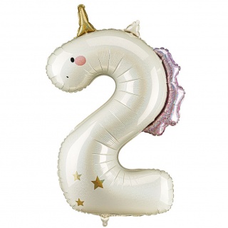 Balon foliowy Party Deco 93 cm - Cyfra 2 jednorożec