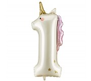 Balon foliowy Party Deco 93 cm - Cyfra 1 jednorożec