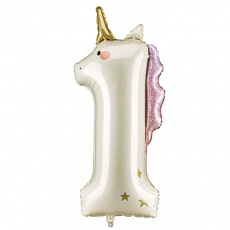 Balon foliowy Party Deco 93 cm - Cyfra 1 jednorożec