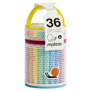 Markery akrylowe płynne z pędzelkową końcówką mideer – 36 kolorów w tubie